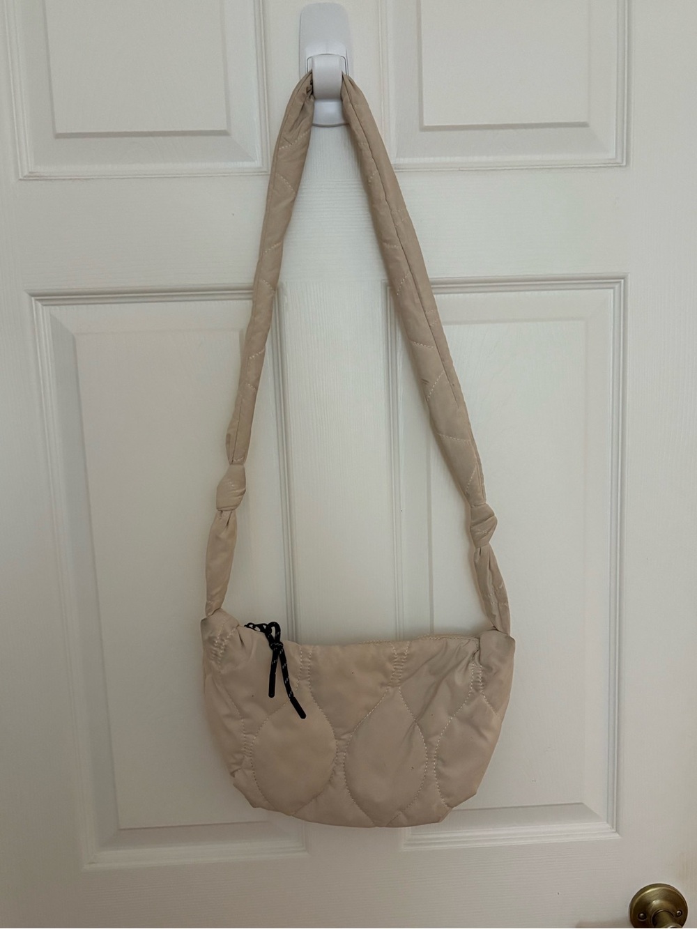 Street Level Quilted Beige Crossbody Shoulder Bag